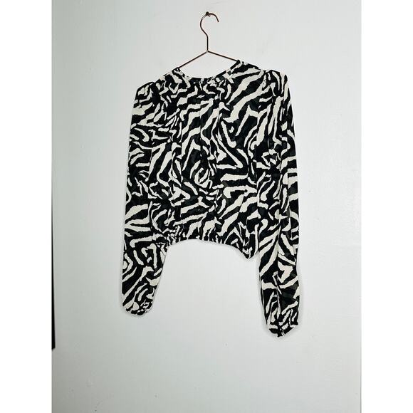 ONE TEASPOON Different Dimension Bubble Black White Sheer Chiffon Top Size Small - Picture 4 of 10